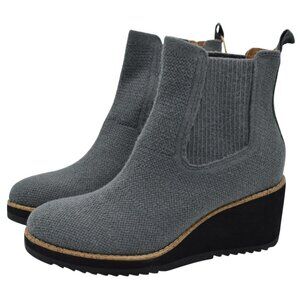 Sofft Womens Size 7.5 Eiley Grey Knit Water Resistant Platform Wedge Boots Shoes